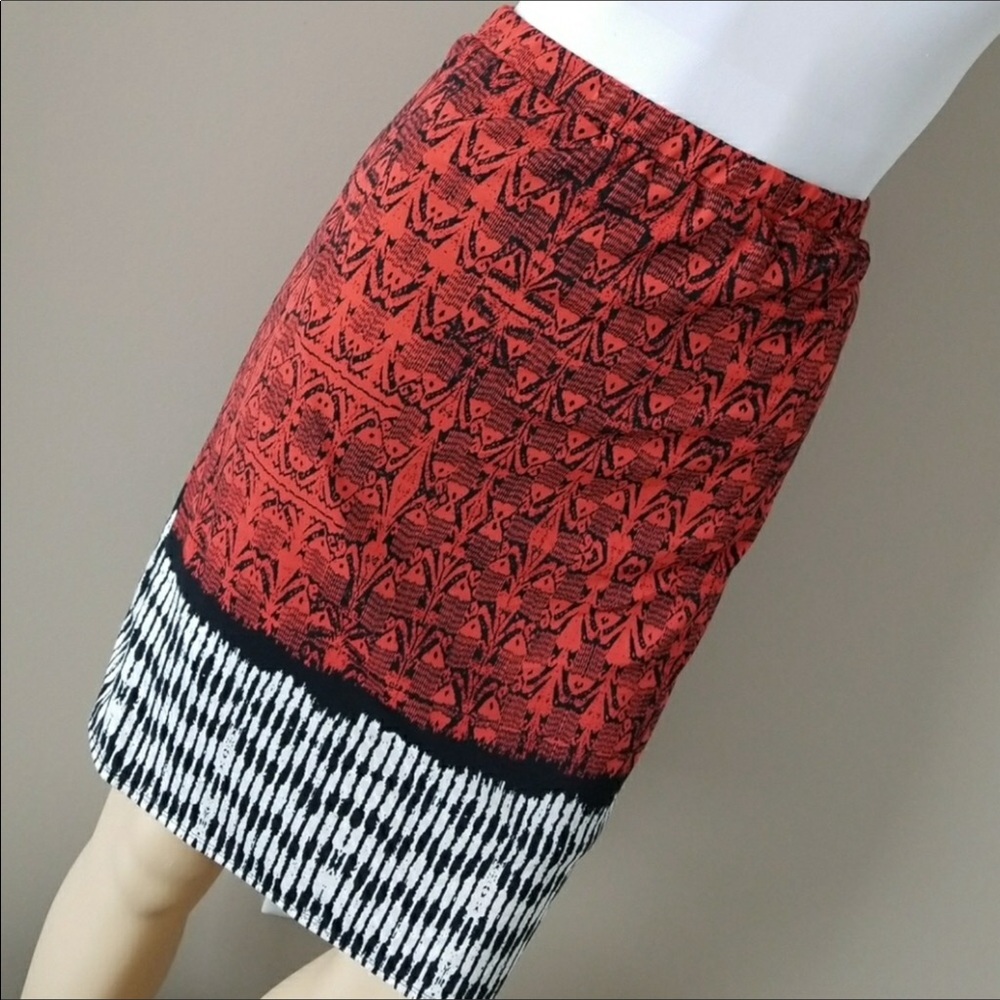 Red patterned skirt